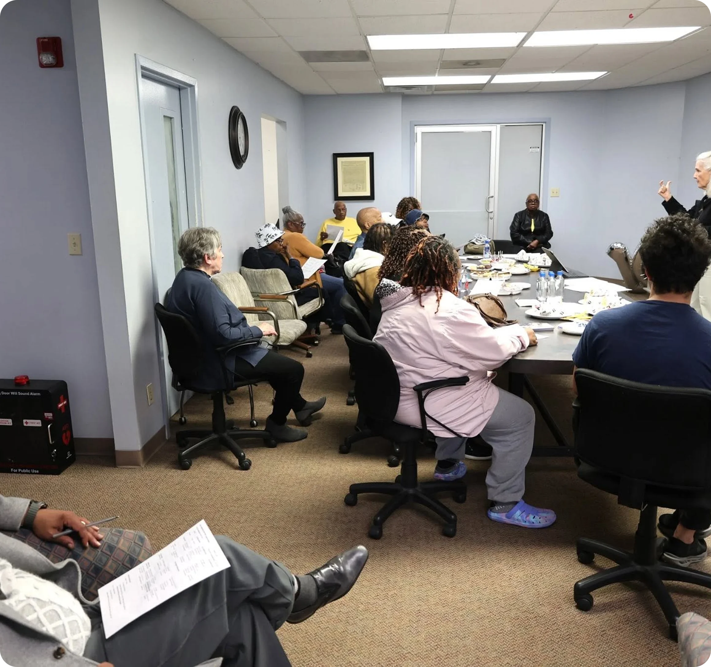 Berrien County residents seated together at a Berrien Connection community meeting